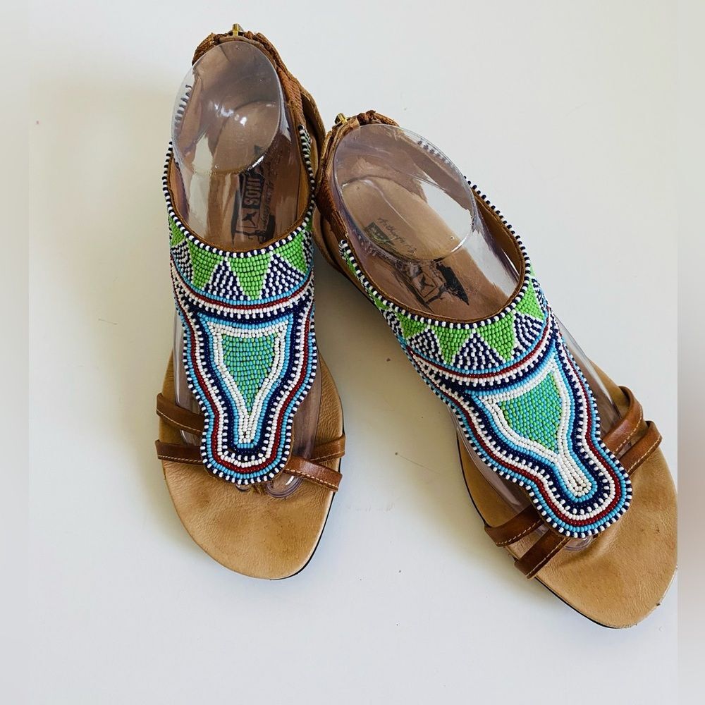 Pikolino Authentic Mossaic Beaded Wedge Sandal Size 9
